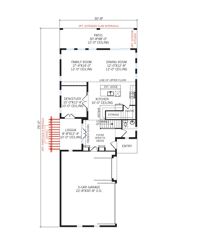 Base floorplan of Hawthorne Tampa - Elevation - 2,915 sqft, 4 Bedroom, 3.5 Bathroom - Cardel Homes Tampa