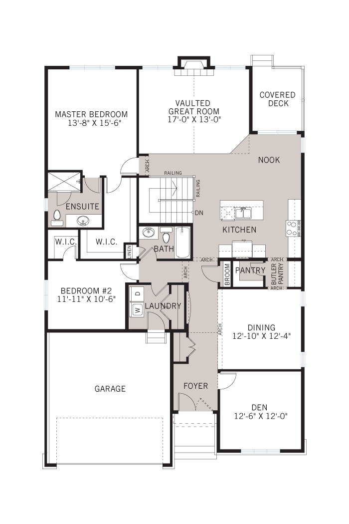 Base floorplan of Burgess - A2 Chateau - 1,900 sqft, 2 Bedroom, 2 Bathroom - Cardel Homes Ottawa
