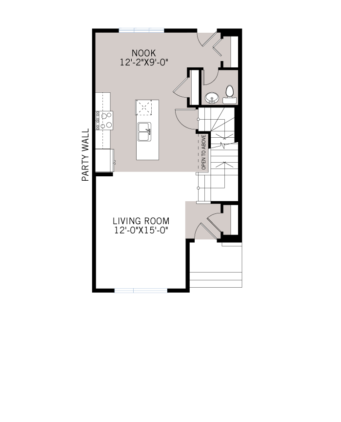 Base floorplan of The COBALT 3 - Urban Farmhouse A5 - 1,360 sqft, 3 Bedroom, 2.5 Bathroom - Cardel Homes Calgary