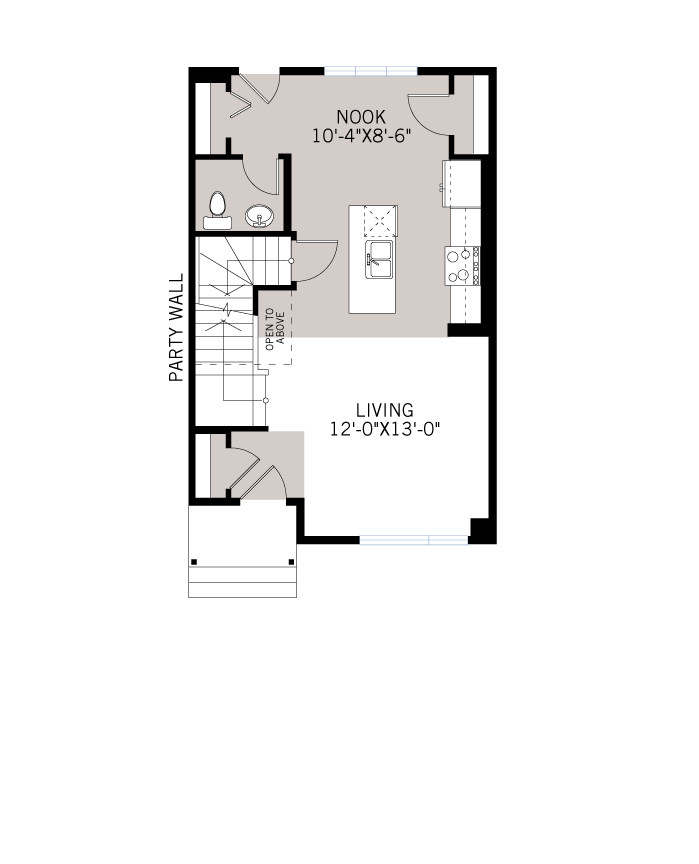 Base floorplan of The SOHO 1 - Urban Prairie A3 - 1,214 sqft, 3 Bedroom, 2.5 Bathroom - Cardel Homes Calgary