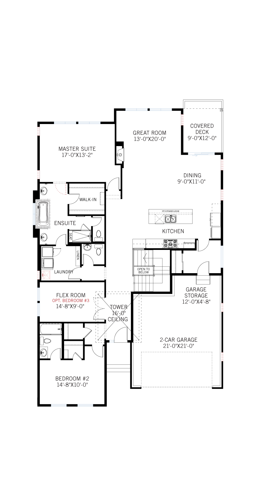 Base floorplan of DVR_RR_PEBBLE-BEACH-Elevation-C-Modern-Prairie-700X460 - 2,057 sqft, 2 Bedroom, 2.5 Bathroom - Cardel Homes Denver