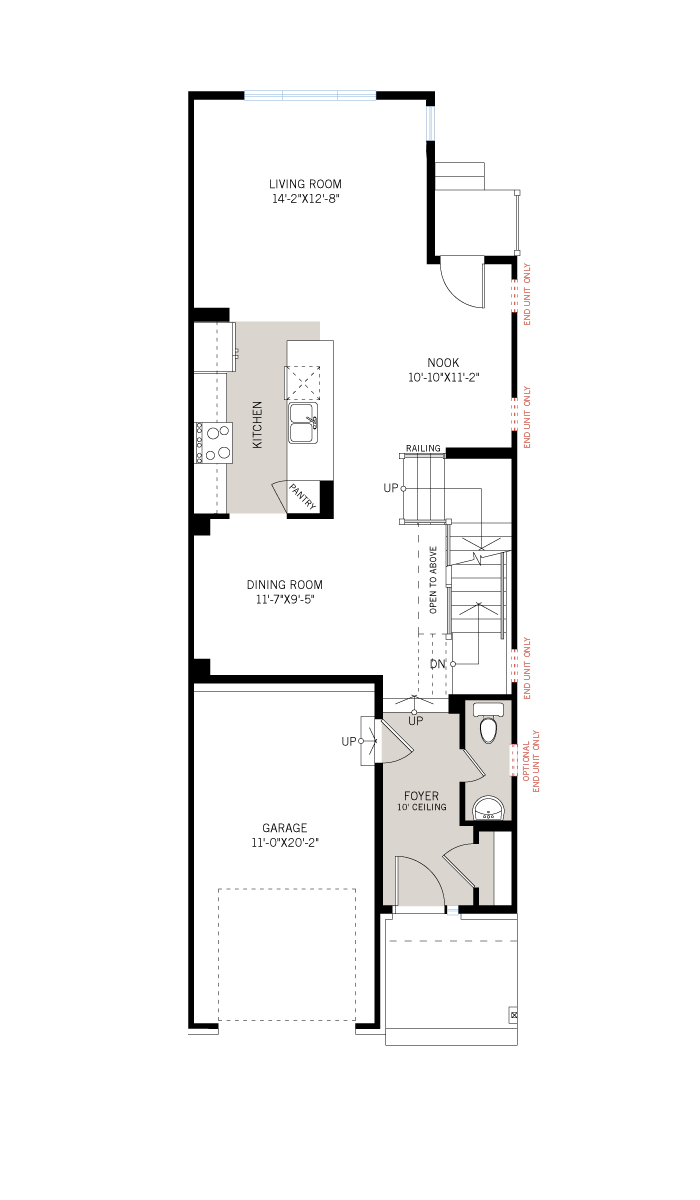Base floorplan of Alder EW - Elevation B - 2,237 sqft, 3 Bedroom, 2.5 Bathroom - Cardel Homes Ottawa