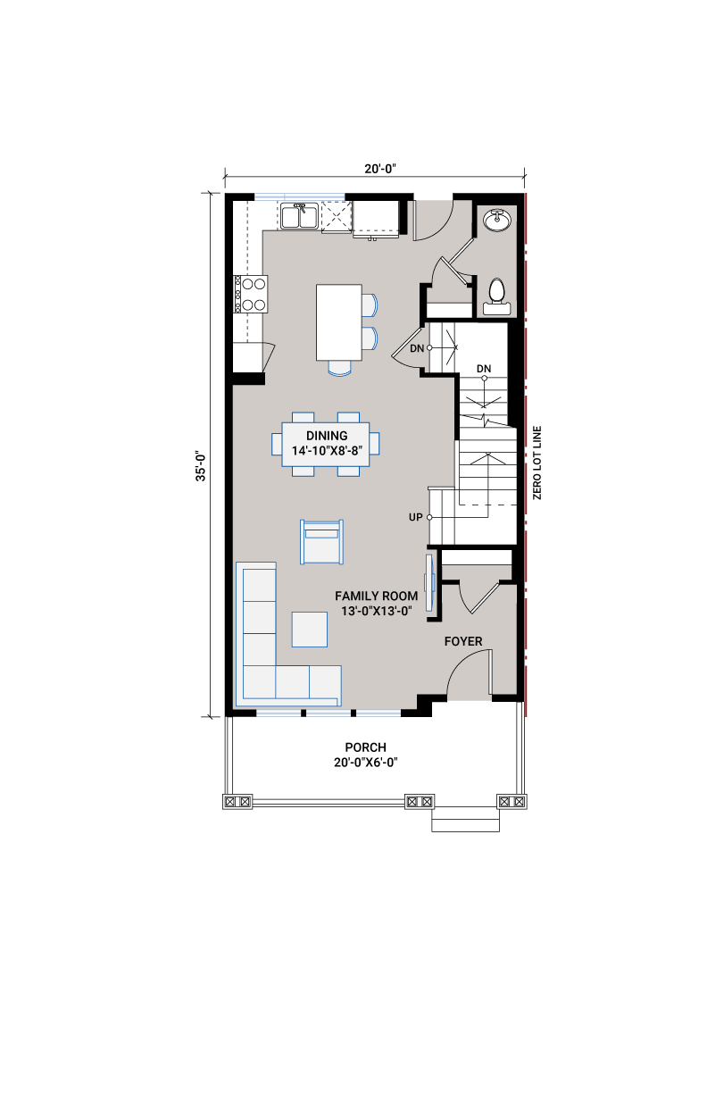 Base floorplan of CAMERON AP - AP1 CRAFTSMAN - 1,414 sqft, 3 Bedroom, 2.5 Bathroom - Cardel Homes Calgary