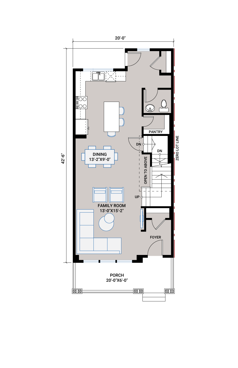 Base floorplan of AMERY AP - AP3 MOUNTAIN CRAFTSMAN - 1,598 sqft, 3 Bedroom, 2.5 Bathroom - Cardel Homes Calgary