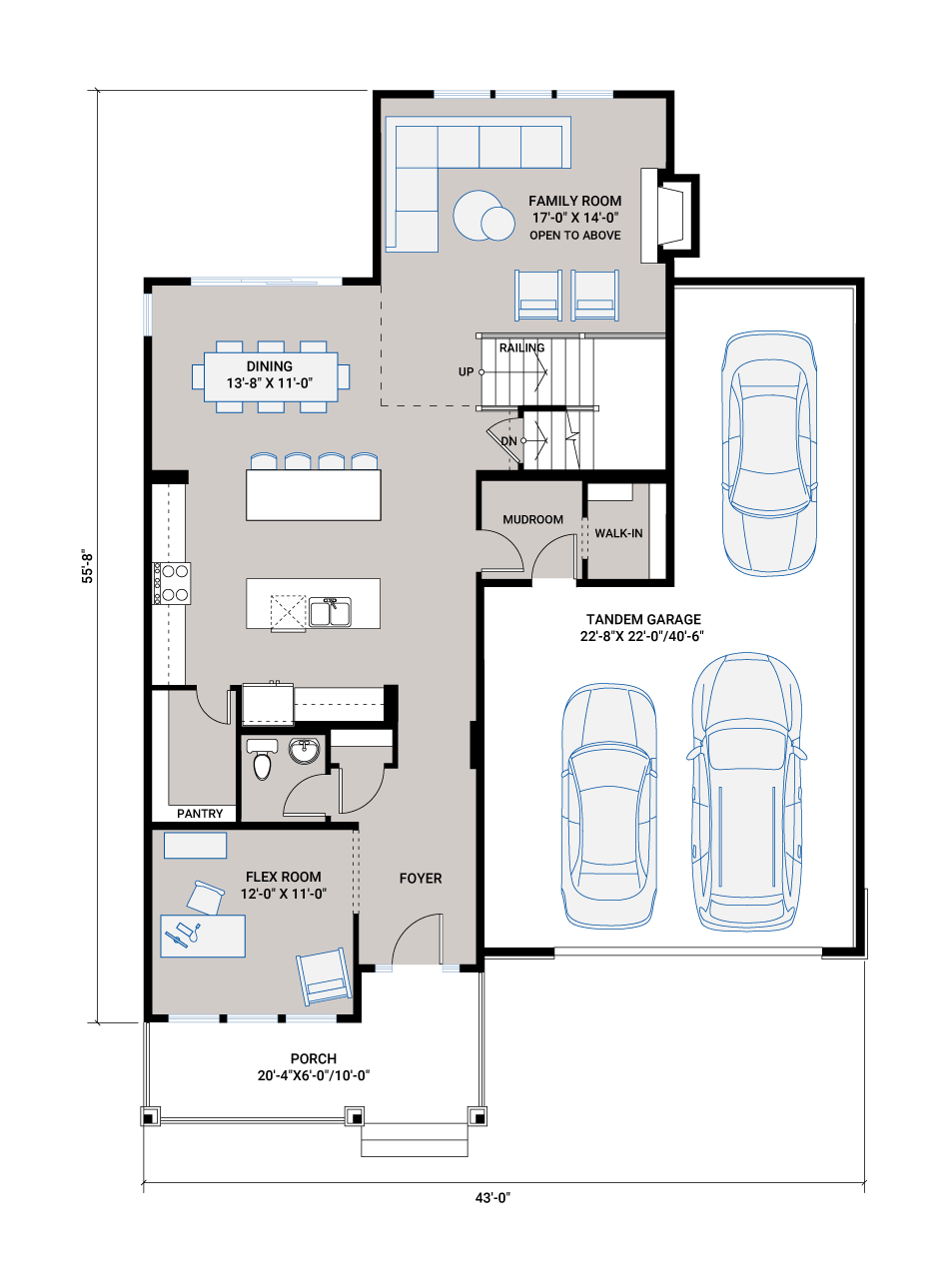 Base floorplan of Hansen-AP1-MountainCraftsman - 3,040 sqft, 3 Bedroom, 2.5 Bathroom - Cardel Homes Calgary