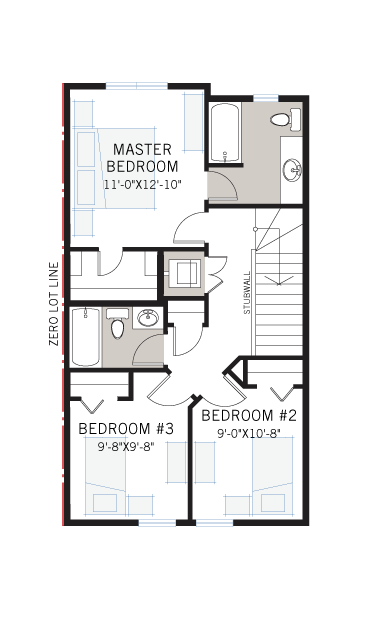 The INDIGO 3 home upper floor quick possession in Walden, located at 58 Walcrest Way SE Calgary Built By Cardel Homes