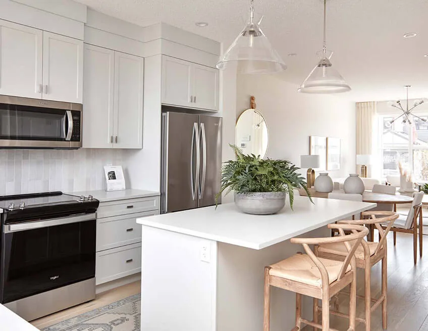 Eton-Fireside show home exterior in Fireside Calgary