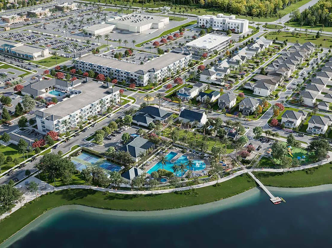 Amenity aerial with Village Center