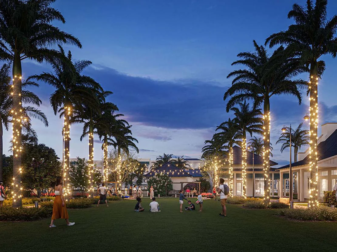 Event lawn at nighttime