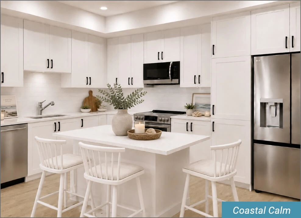Coastal Calm design package - kitchen rendering